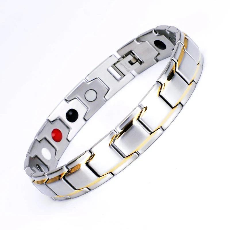 3000 Gauss Magnetic Men Stainless Steel Bio Magnetic Therapy Negative Ion Health Bracelet