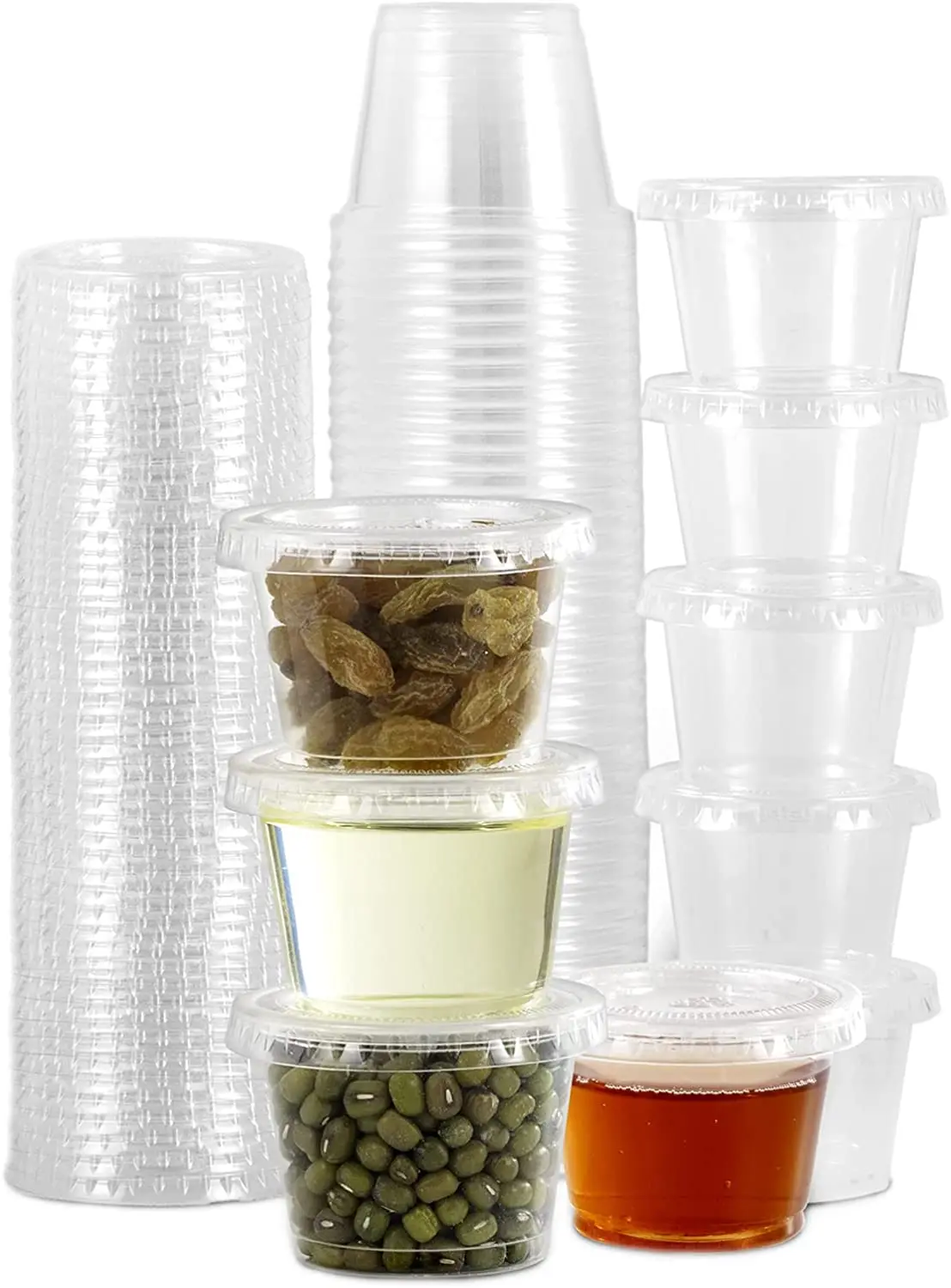 4oz Jello Shot Cups Condiment Pudding Cups sauce dipping Salad Dressing Container Disposable Mini Plastic Cup with lid
