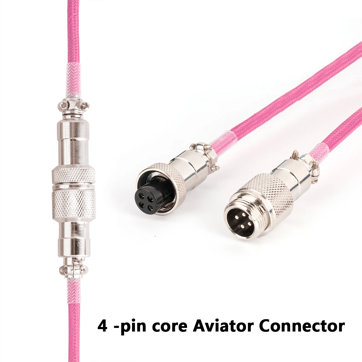 Metal Aviator Type C Coiled Cable Custom Mechanical Keyboard  Double Sleeved Nylon Data Cable