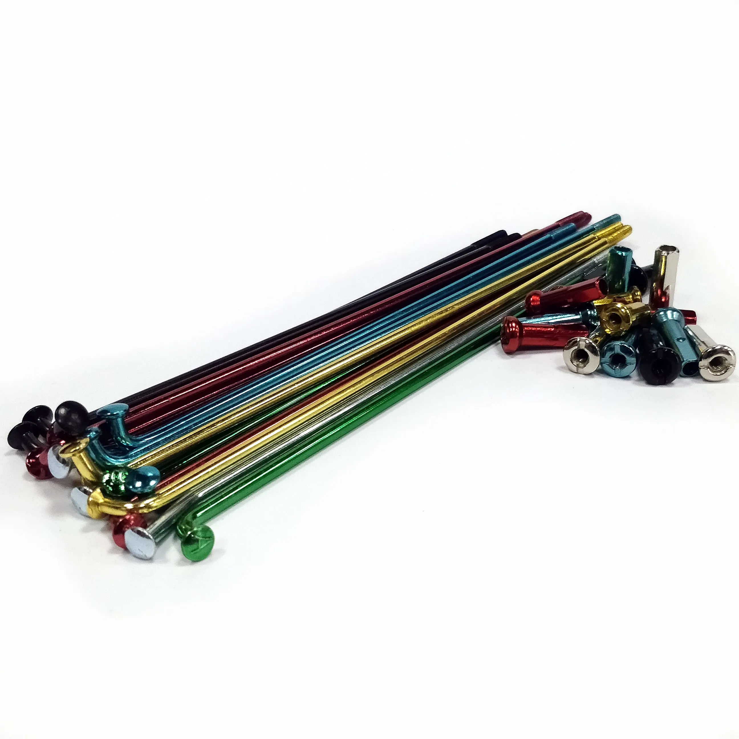 
Colored carbon steel spokes and nipples 