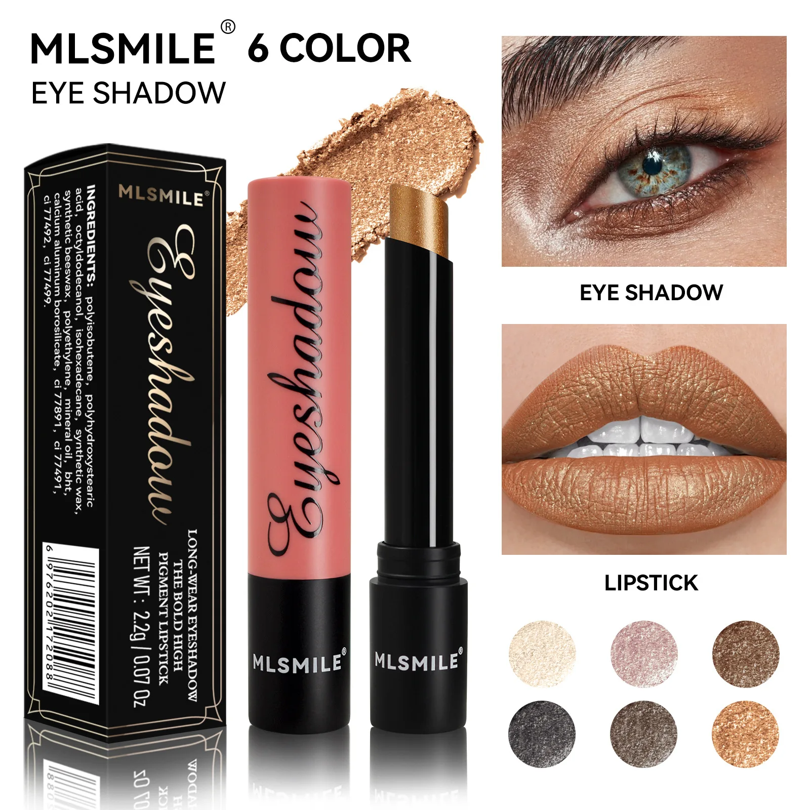 MLSMILE Wholesale Color Makeup Waterproof and Colorless Pearl Multi purpose eye shadow Lying Silkworm Pen Lipstick