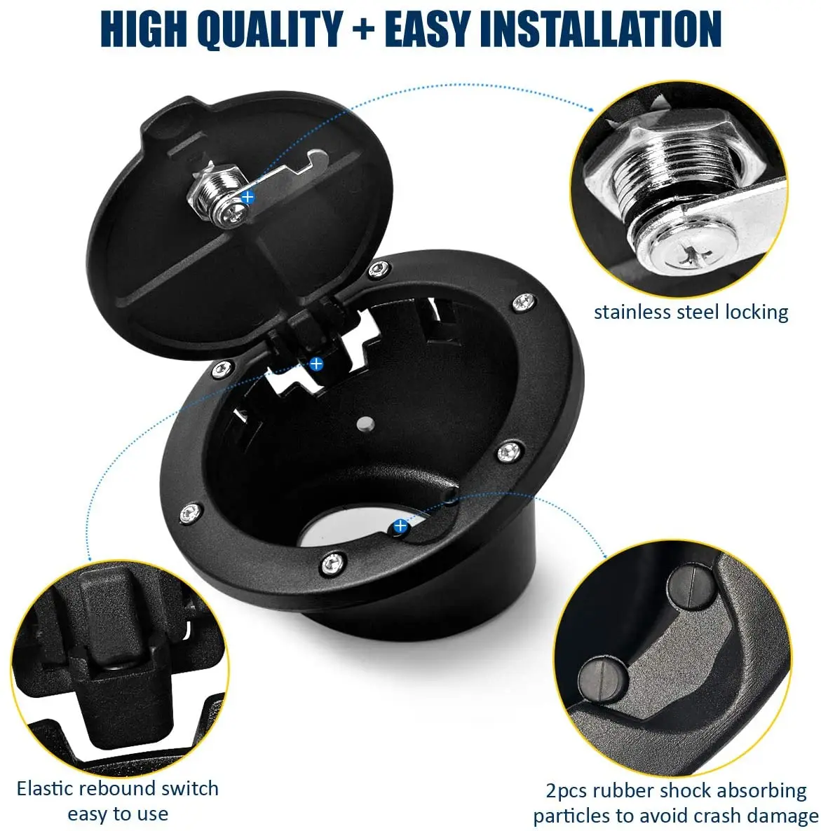 Gas Cover Locking Fuel Filler Door Cover for 2007-2018 Jeep Wrangler JK &Unlimited Sport Sahara Rubicon