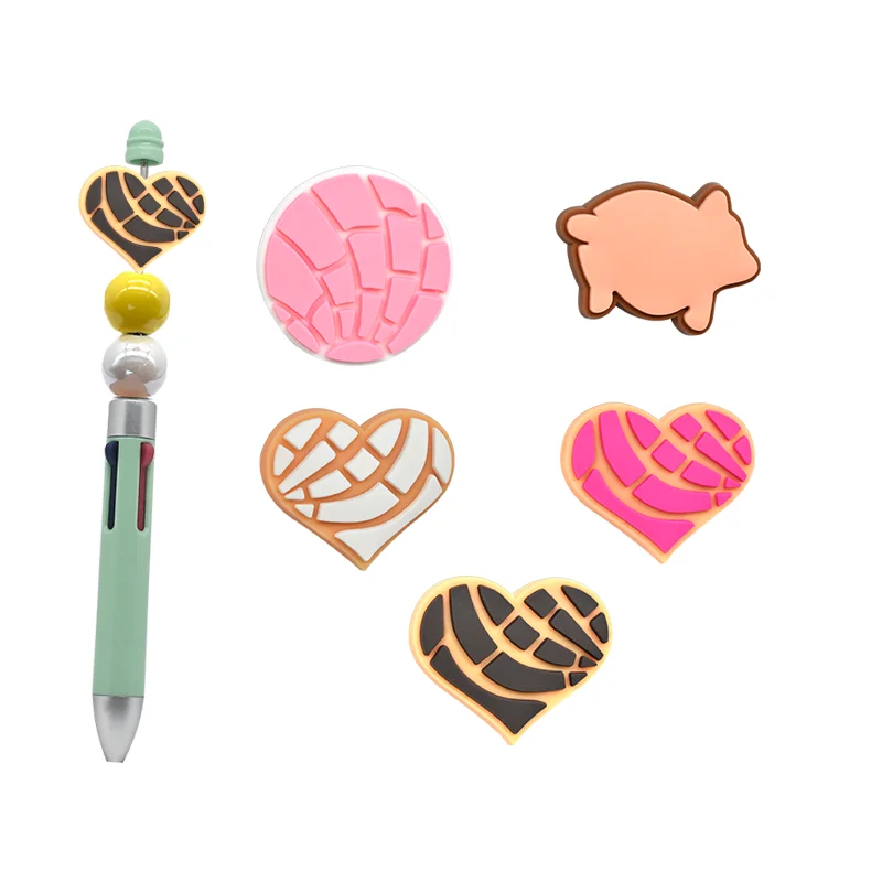 Factory Direct Sale Pvc Pen Printed Silicone Beads Charms Custom Beadable Pens Beads for Pens