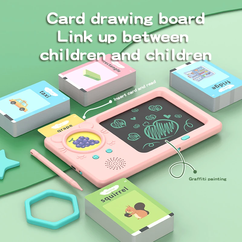 Children Playing Speech Therapy Machine Toys 224 Sight Words Educational Talking Flash Card With graphic tablet draw