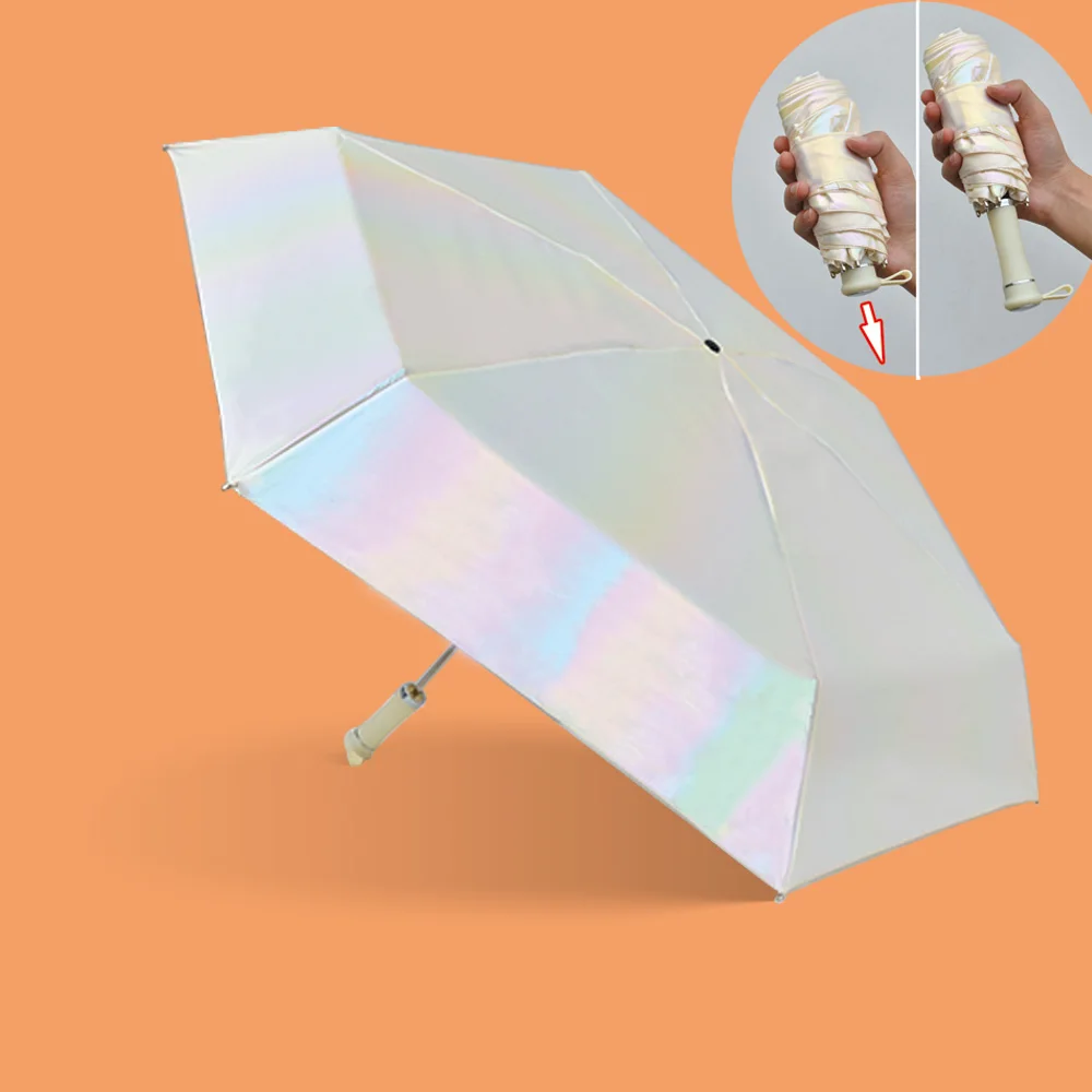 Cheap Custom 5 Fold Sun Rainy Mini UPF,UV Lightweight Pocket Small umbrellas with Telescopic Shaft/