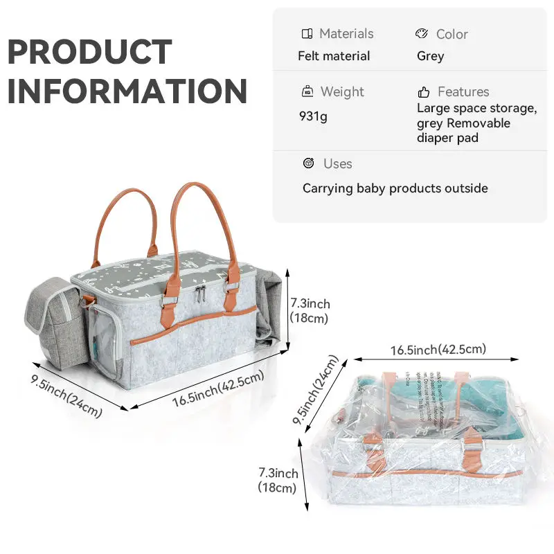 Large Portable Diaper Organizer Bag  XL Size Diaper Caddy Storage Bag Nursery Changing Table Car and More  Travel Baby Caddy