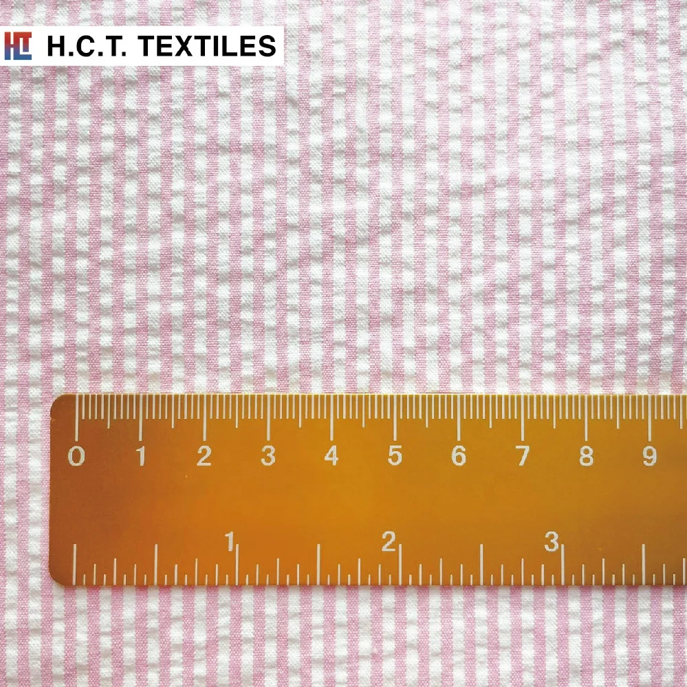 Stretch casual stripe 145g cotton spandex fabric seersucker