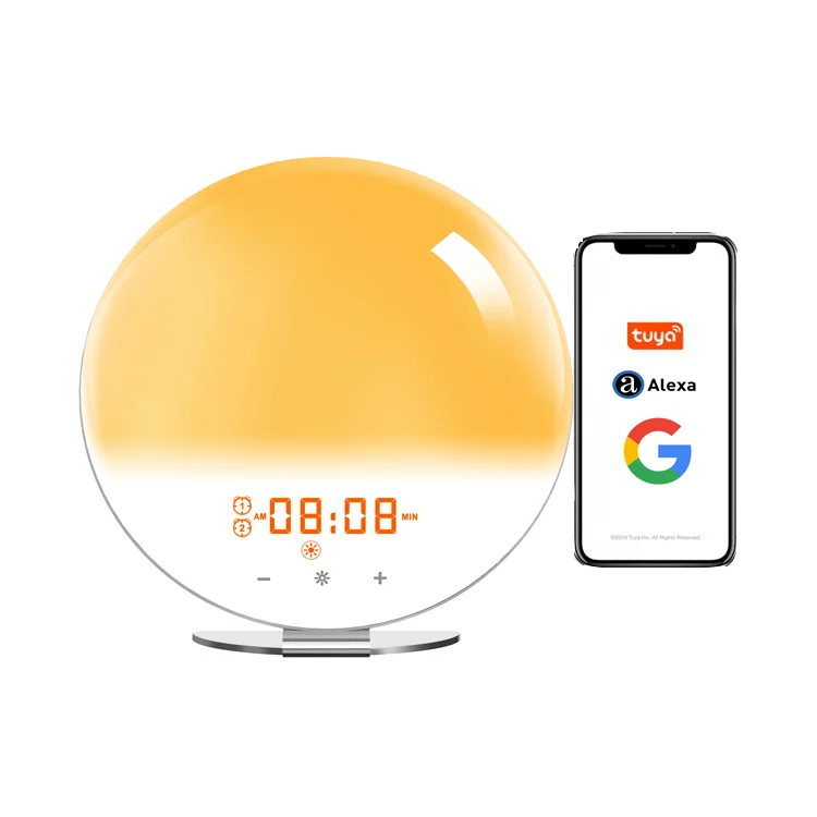 WiFi Amazon Alexa Google Home Hot Selling Smart Simulation Sunrise Smart Wake Up Light Wake Up Alarm Clock Light