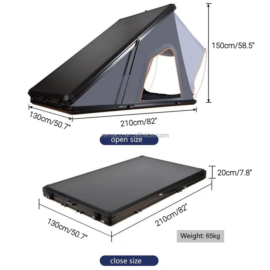4-Person Aluminum Hard Shell Rooftop Tent with Solar Panel Folding Car Roof Top Tent for Camping and Outdoor Canvas Fabric