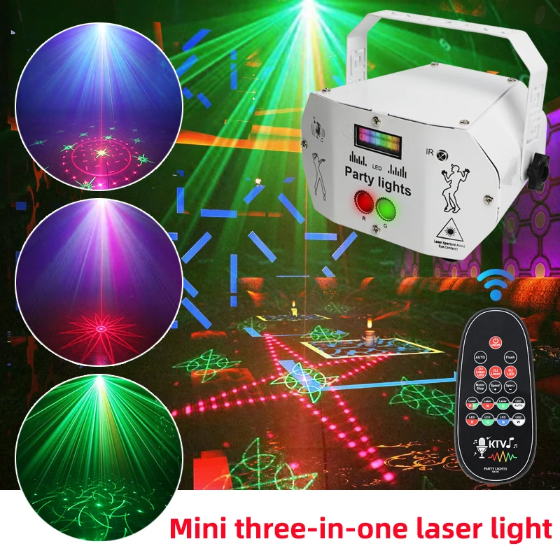 Sound Activated Speed Control Mini 3 in 1 DJ Strobe Lights lazer discoteque dj disco light party lights for bars Nightclub