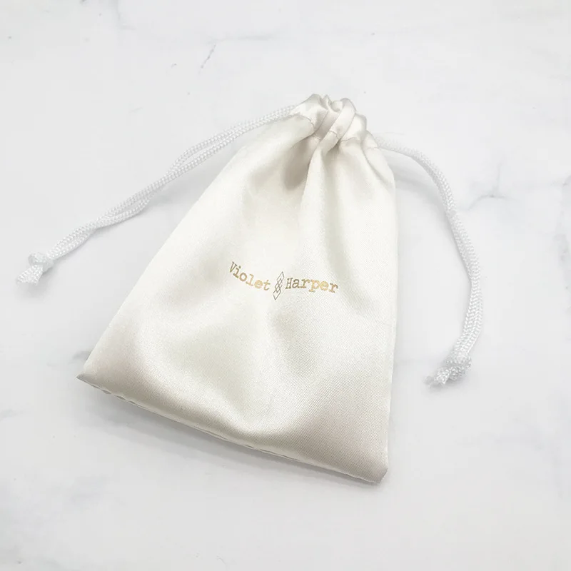gift packaging bag satin white jewelry pouch flap satin jewelry pouch with box brand custom logo silk jewelry pouch bulk