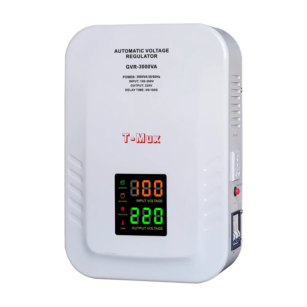 GVR-3KVA Single Phase TMUX Brand Relay Type AC220V 10% Precision 100% Aluminum Automatic Voltage Stabilizer/Regulator/AVR