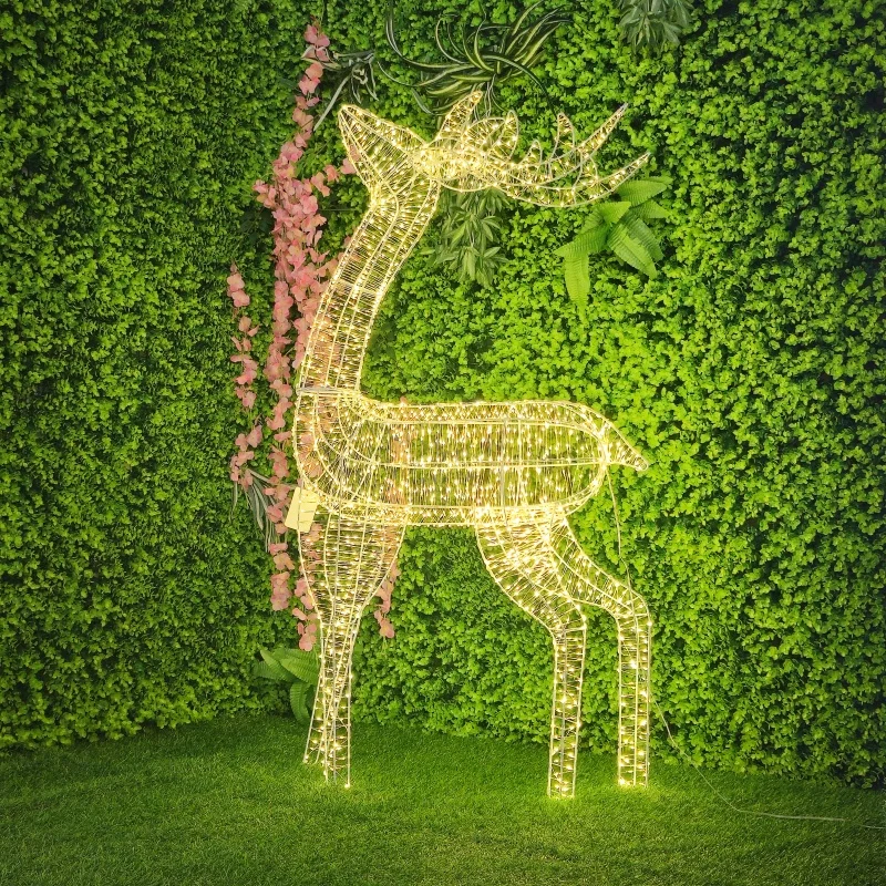 Christmas Reindeer 110cm Height with Copper Wire Lights 2100L 26V for New Year Holiday Home Garden Decorations