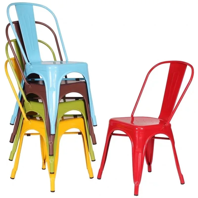Easy Assemble Antique Iron Tolixs Stackable Restaurant Metal Dinning Chair