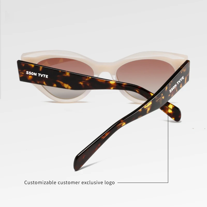 Fashionable Cat Eye Oval Shape Sunglasses for Female with Solid Build Weighty Feel Pure Acetate Design for Outdoor Activities