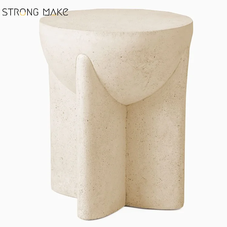 FRP Wabi Sabi Luxury Modern Fiber Glass End Table Sofa Side Tea Fiberglass Table Round Plastic Coffee Table for Living Room