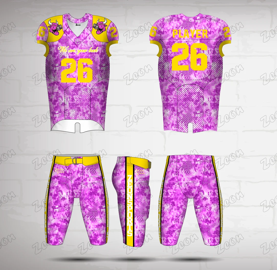 cheapest wholesale youth football jersey sets printing design customized full sublimation American football uniforms