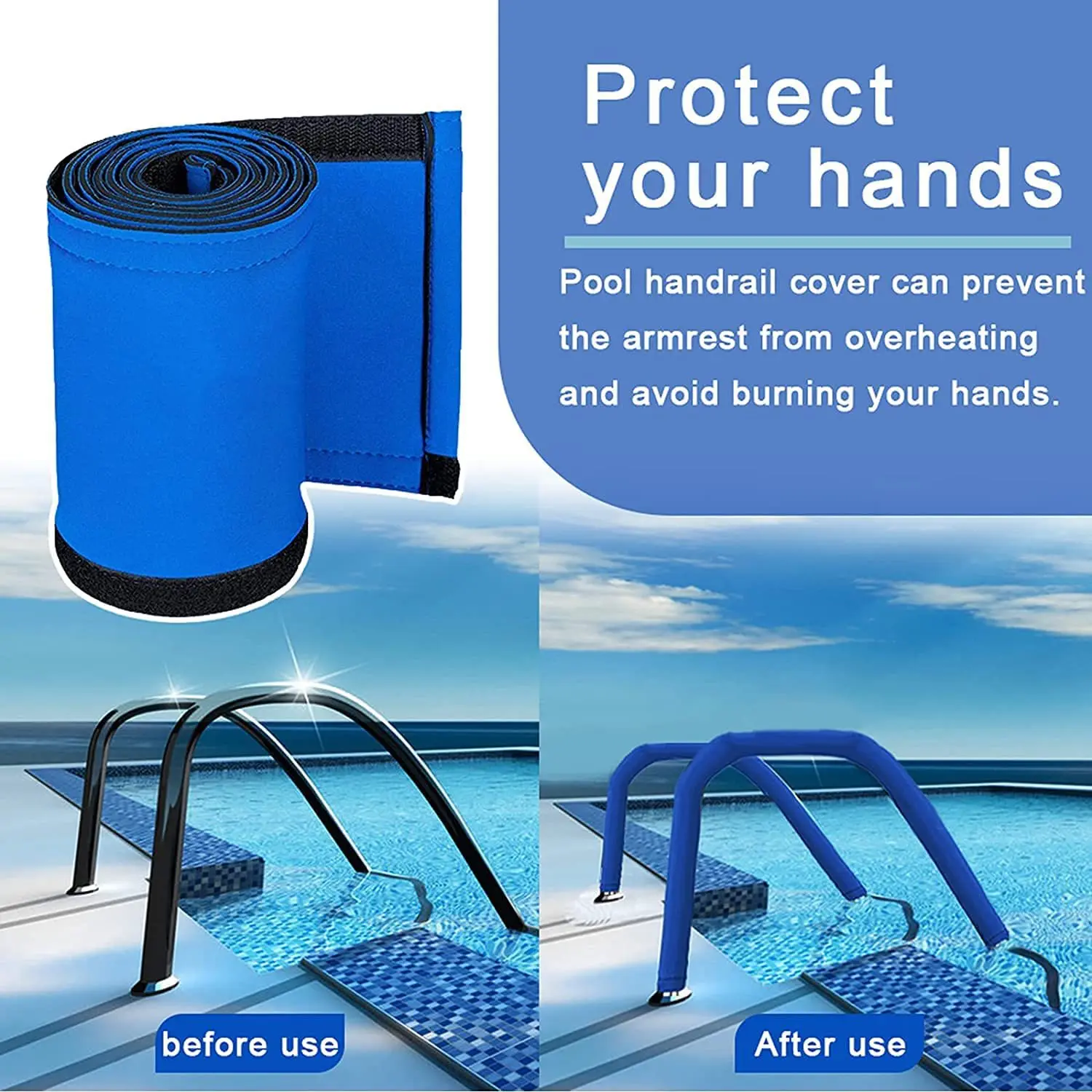 Royal Blue Swimming Pool Hand Rail Cover