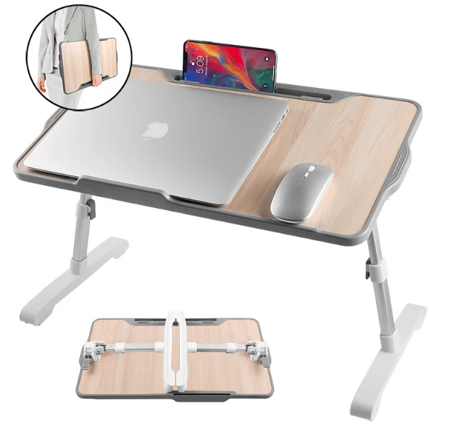 Hand Made Lap Desk With Cooling Fan Adjustable Folding Laptop Study Table For Bed And Sofa
