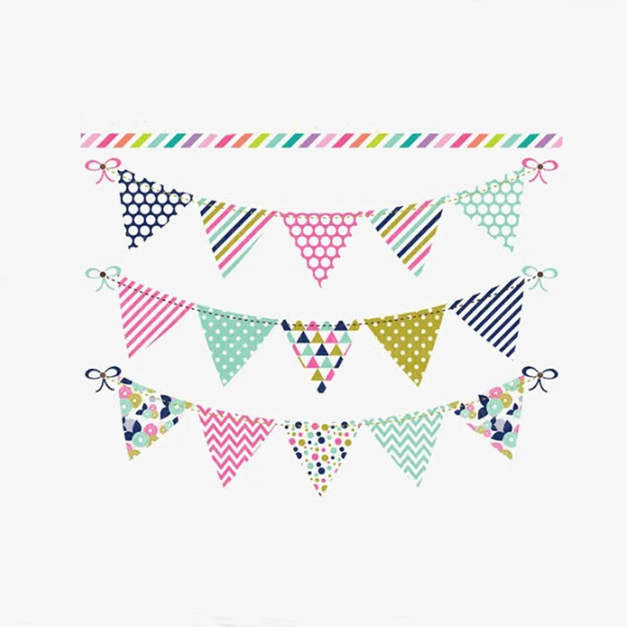 Customized Happy Birthday Party Paper Banner Or Fabric Bunting Flag