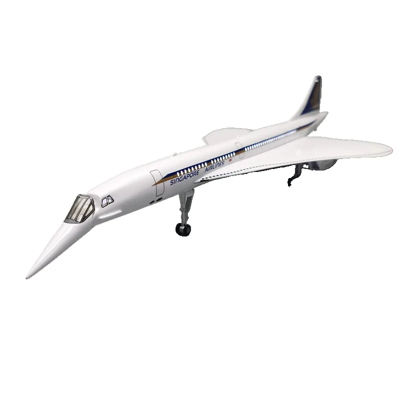 Resin Material Large Scale 1:125 50cm LED Light Rechargeable Concorde Supersonic Singapore Airline Aircraft Model
