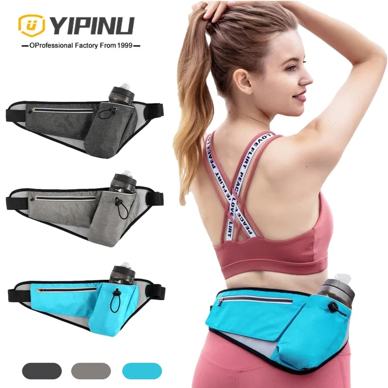 YIPINU  Belt Running Waist Bag Elastic Sports Belt With Water Bottles