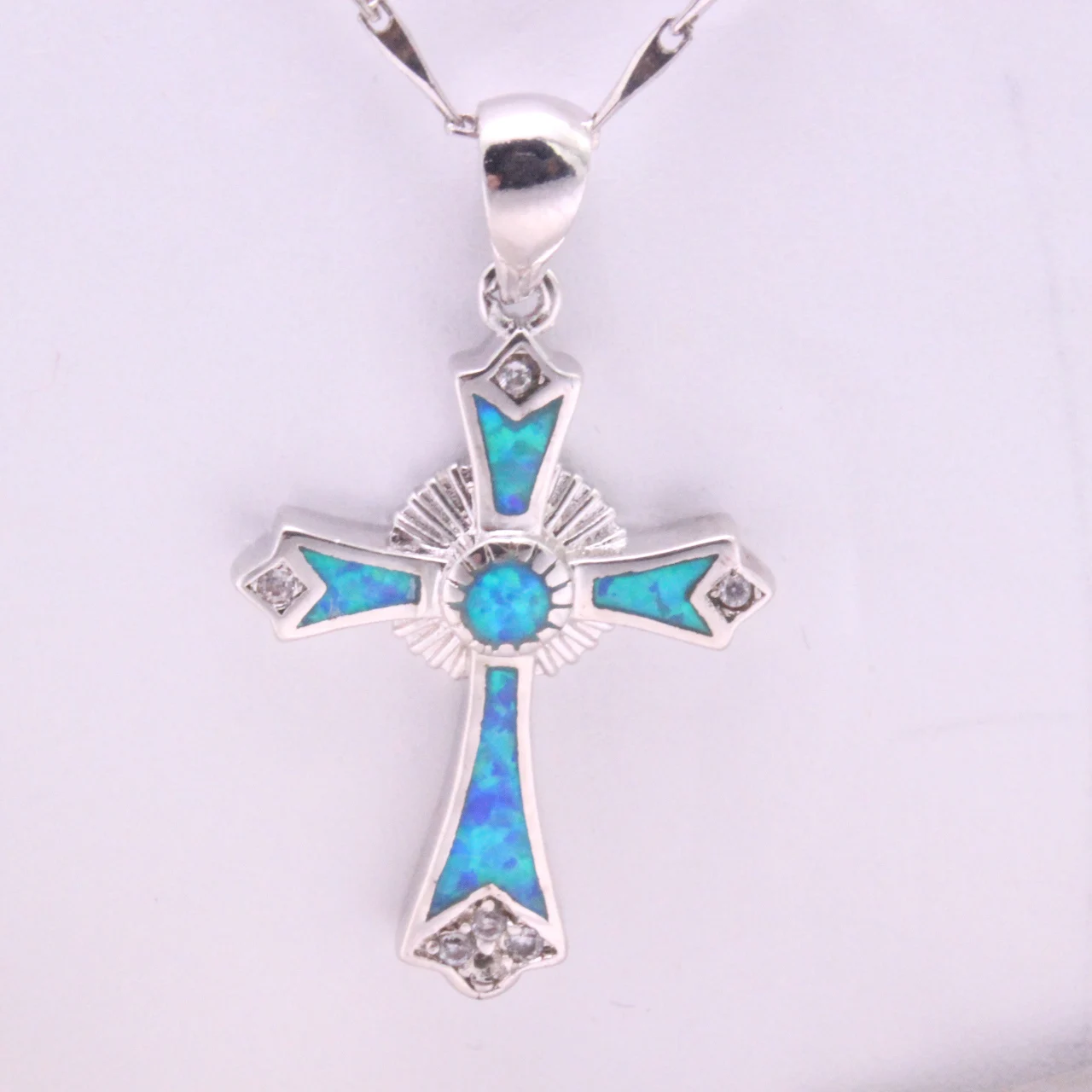 Wholesale 925 Sterling Silver Opal Jewelry Fashion Design Cross Silver Opal Pendant