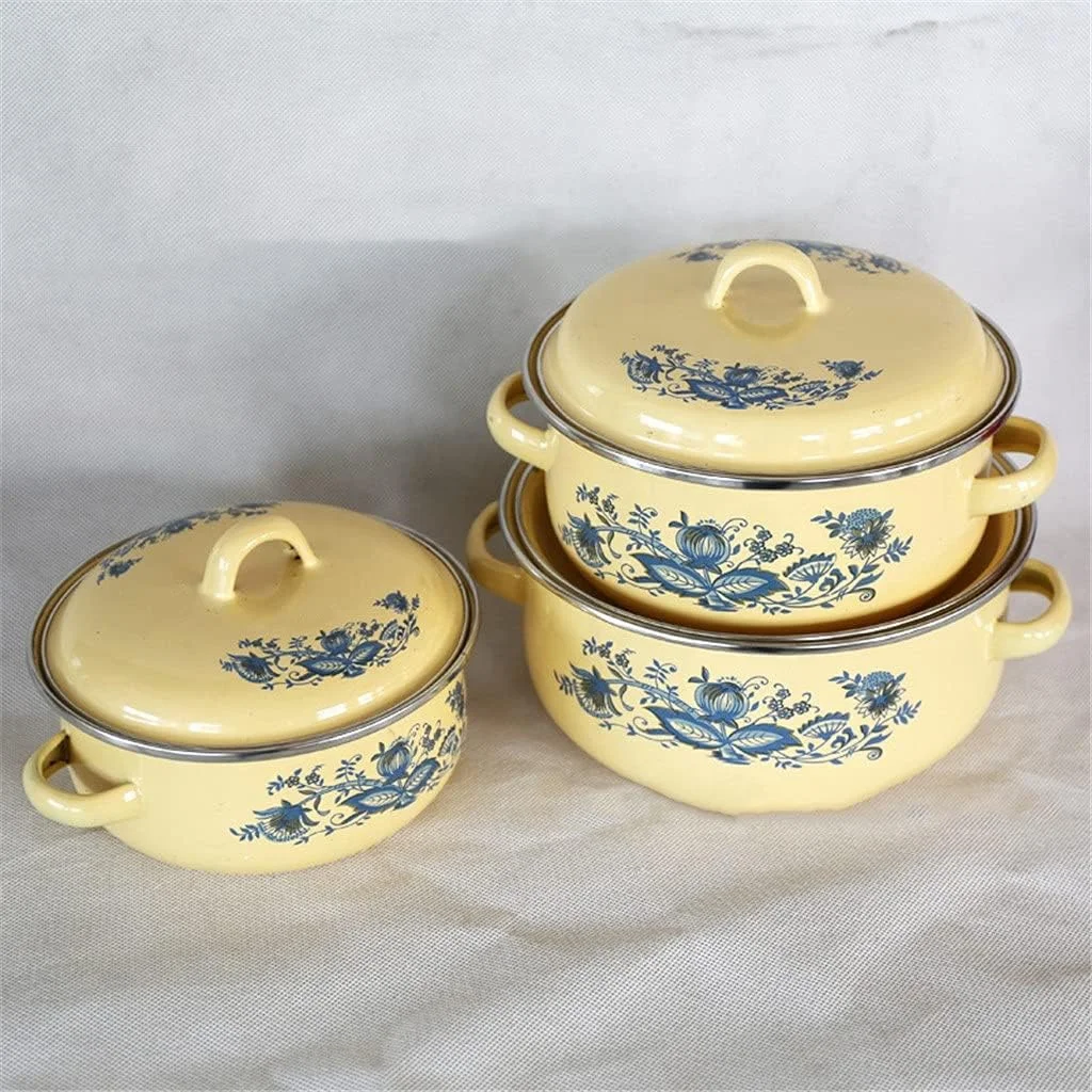 Ollas de Peltre Pewter Juego De 5 Cacerolas Enamel Casserole Cooking Kitchenware Ollas de Peltre 16/18/20/22/24cm Set Cookware