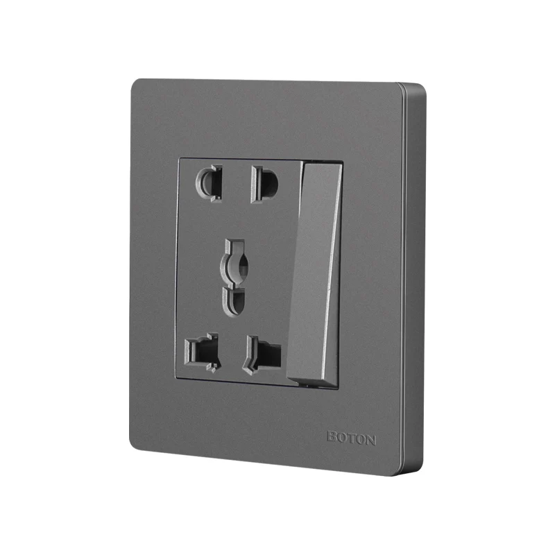 1 Gang 5 Pin Universal Socket High Quality PC Material Panel Flush Type Wall switch Socket