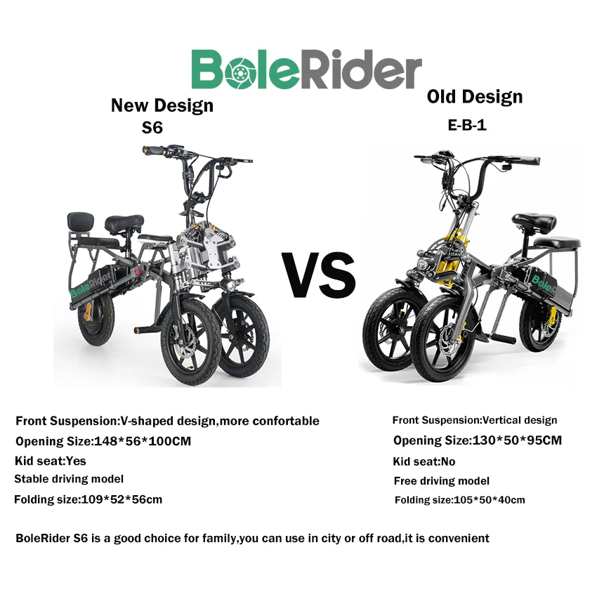 Wholesale 500 Watt 3 Wheels Electric Scooter Ebike 14 Inch Dual Batteries 48v Electric Bike Folding