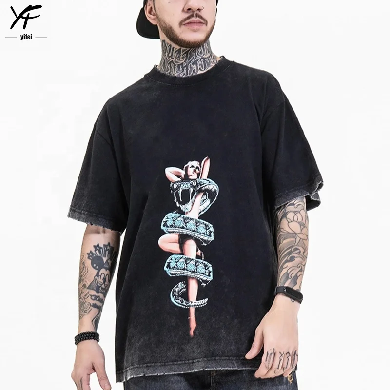 Мужская винтажная футболка из чистого хлопка с коротким рукавом