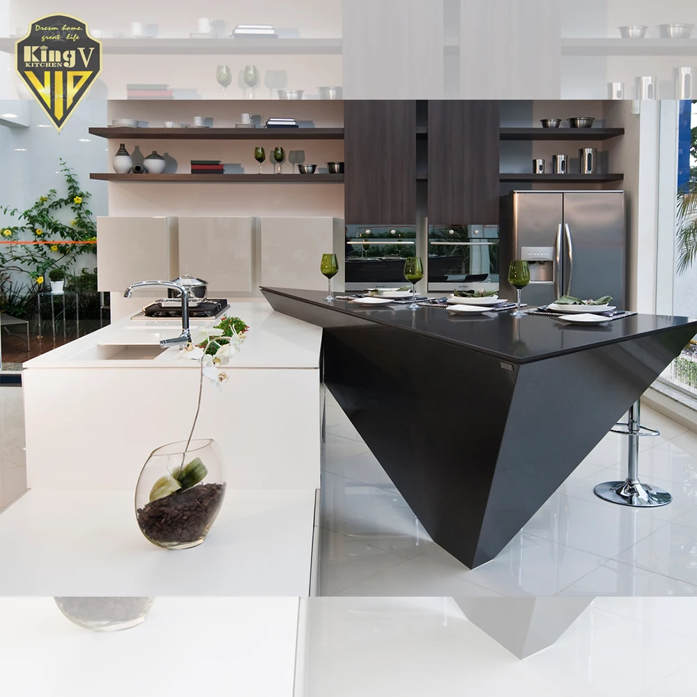 Modern custom make high gloss lacquer kitchen cabinet white kitchen cabinets waterproof KINGV