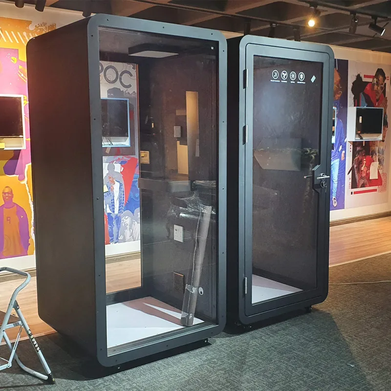 Black portable soundproof office pod single silent booth office popular japanese office pod