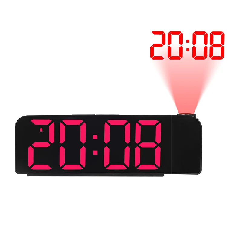 Multifunction Simple Large Screen Adjustable Brightness Time Projector Digital Alarm Clock Display Date Calendar and Temperature