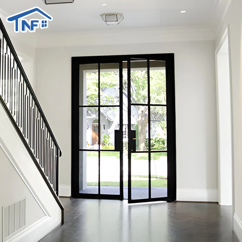 Wholesale modern french store cafe front entry balcony casement luxury glass aluminum commercial door