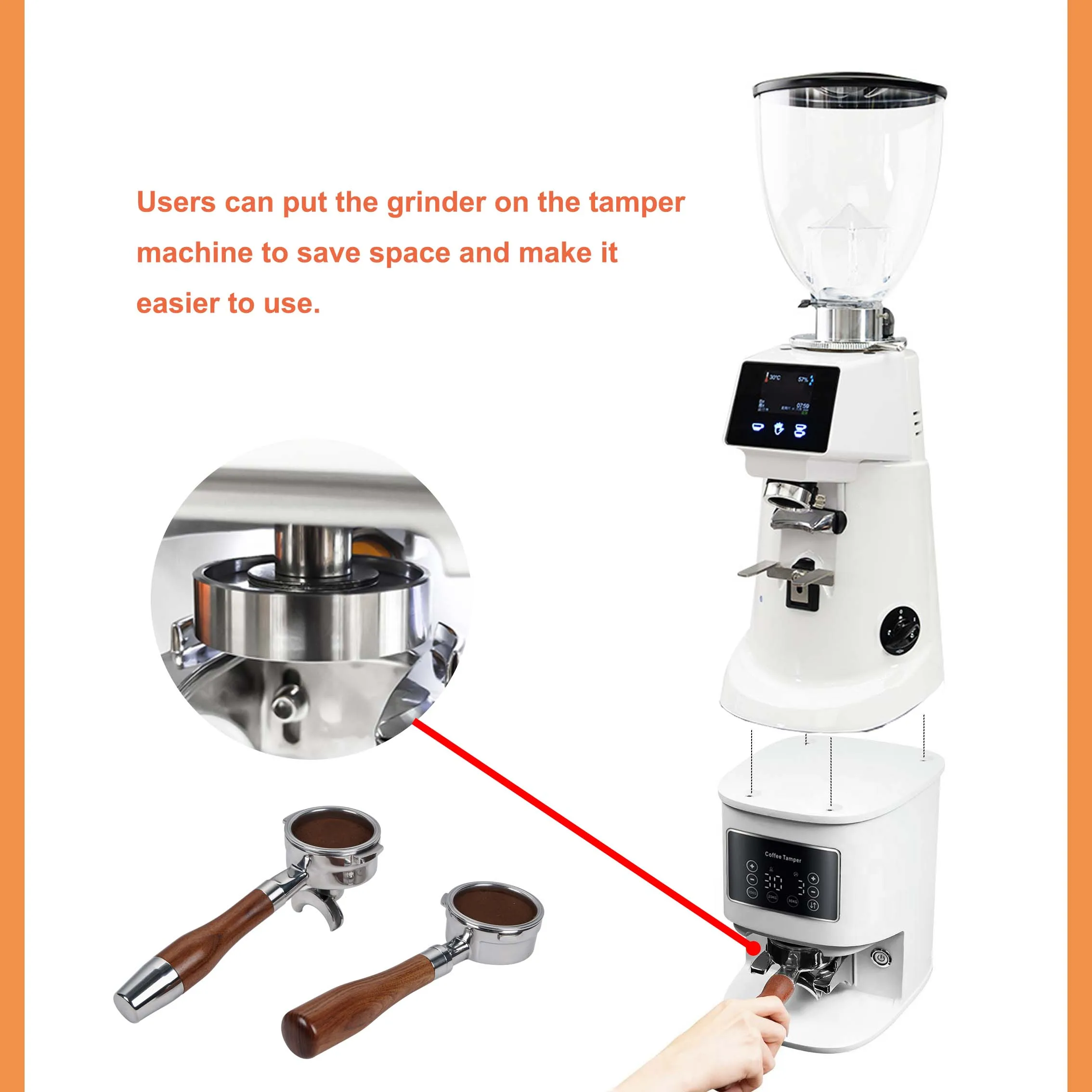 24V Professional Commercial 58mm Espresso Tamper Electric Coffee Portafilter Tamper Machine