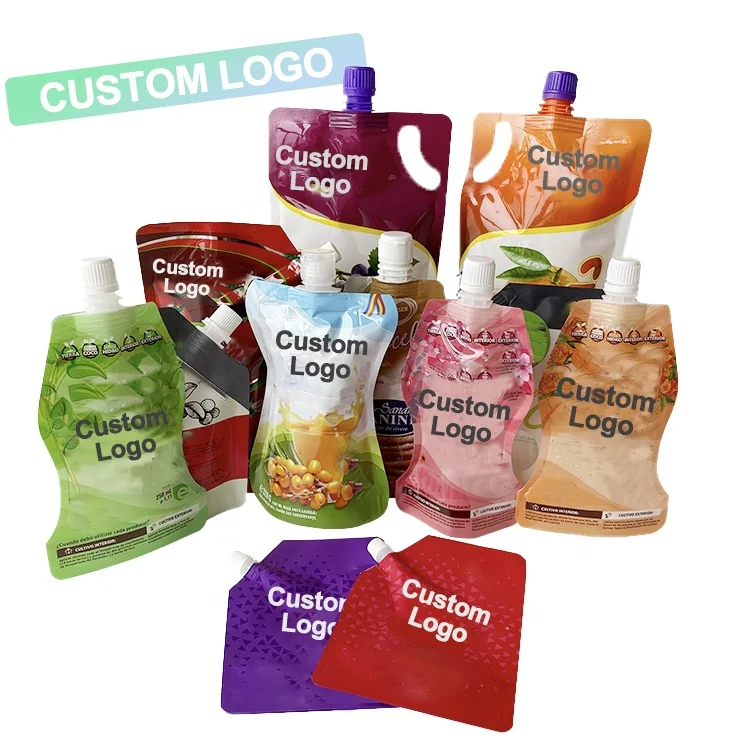 2023 Custom logo Printing Liquid Packaging Stand Up Drink Pouch with Spout Refill Squeeze Baby Food Juice Spout Pouch Bag