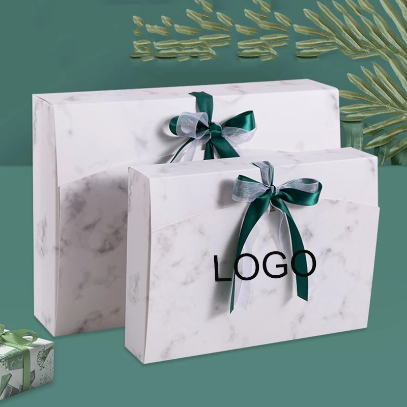 Custom Logo Bow Ribbon Gifts Carton Paper Packing Scarf Box Pajamas Shirt Packaging Boxes Gift Package