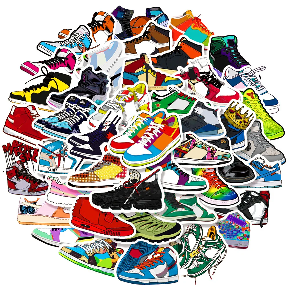 50pcs/bag Basketball Shoe Sneaker Stickers for Graffiti Skateboard Brand luxury sneaker cool sport sticker