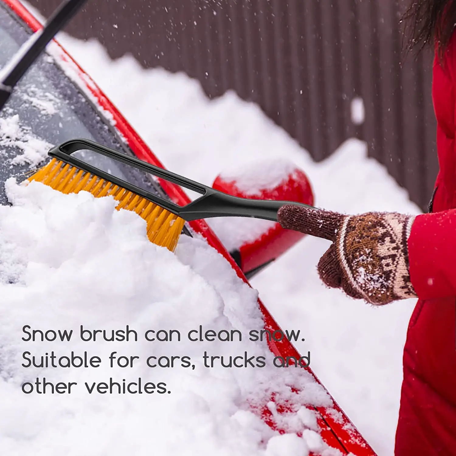 Snow Brush and Detachable Ice Scraper with Ergonomic Foam Grip for Cars, Trucks, SUVs