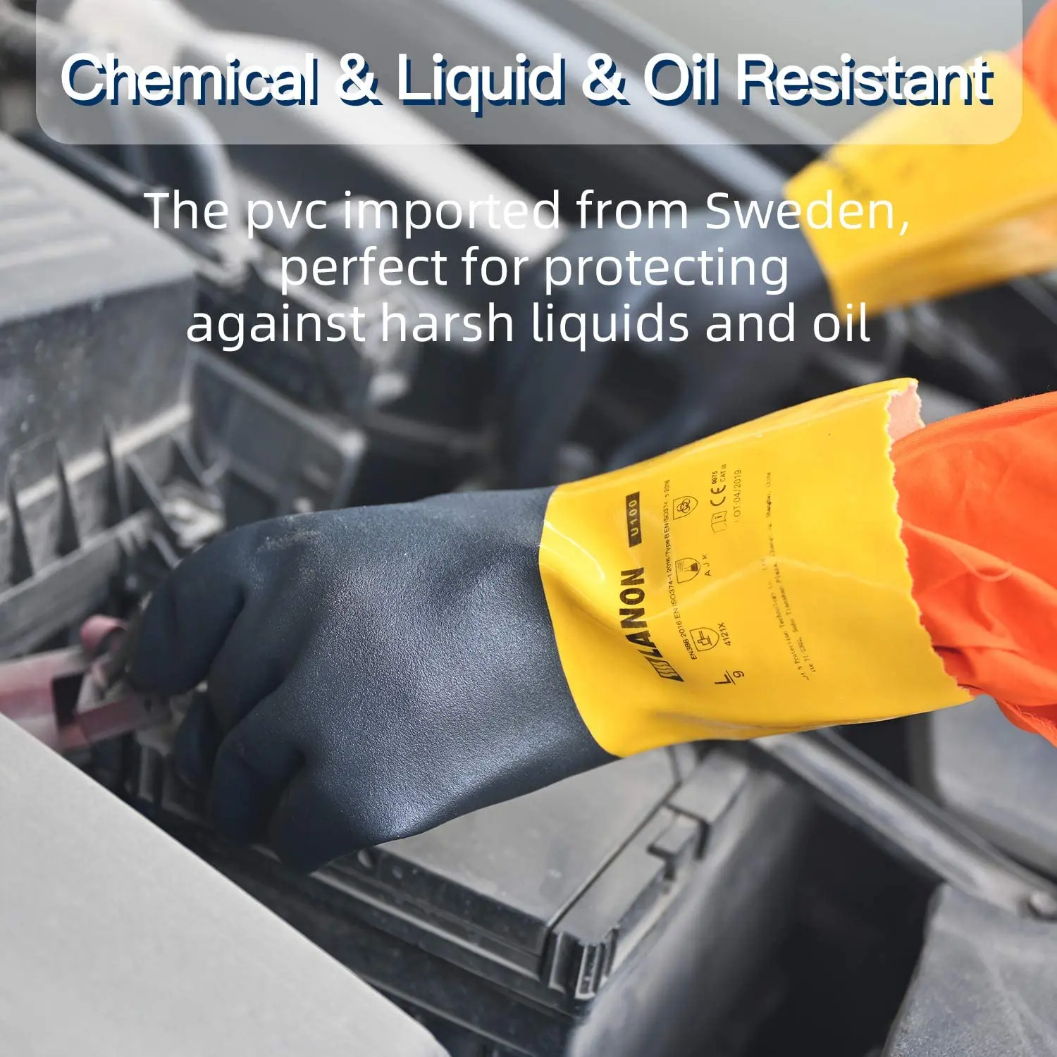 Non Slip  Silicone Free Latex Free Gloves Oil Proof Chemical Resistant PVC Gloves