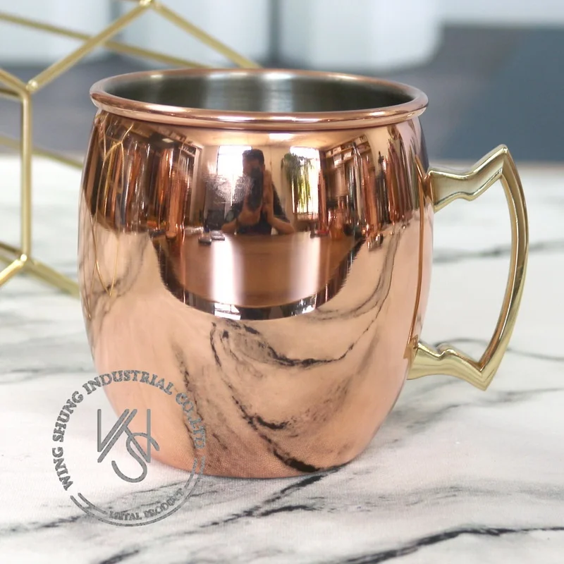 550ML Smooth Surface Hot Stainless Steel Copper Moscow Mule Mug Copper Mule Mug