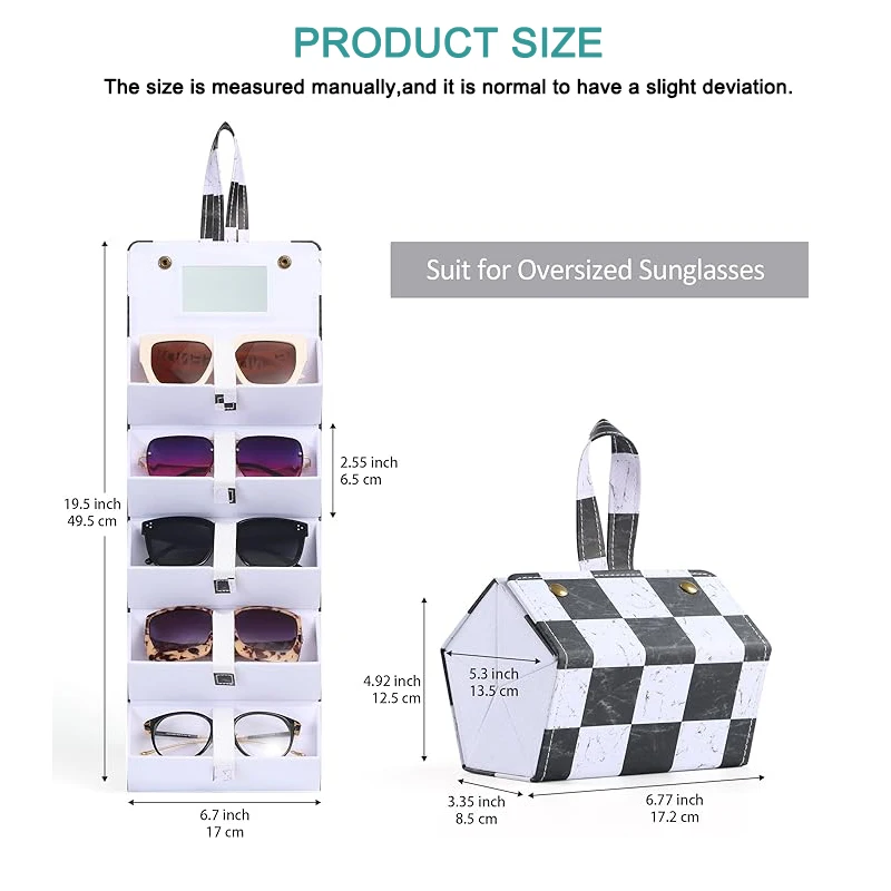 5 Slots Case Fashion PU Multi Layer 5Slots Triangle Folding Sunglasses Storage Box Case For Eyewares case Storge Box