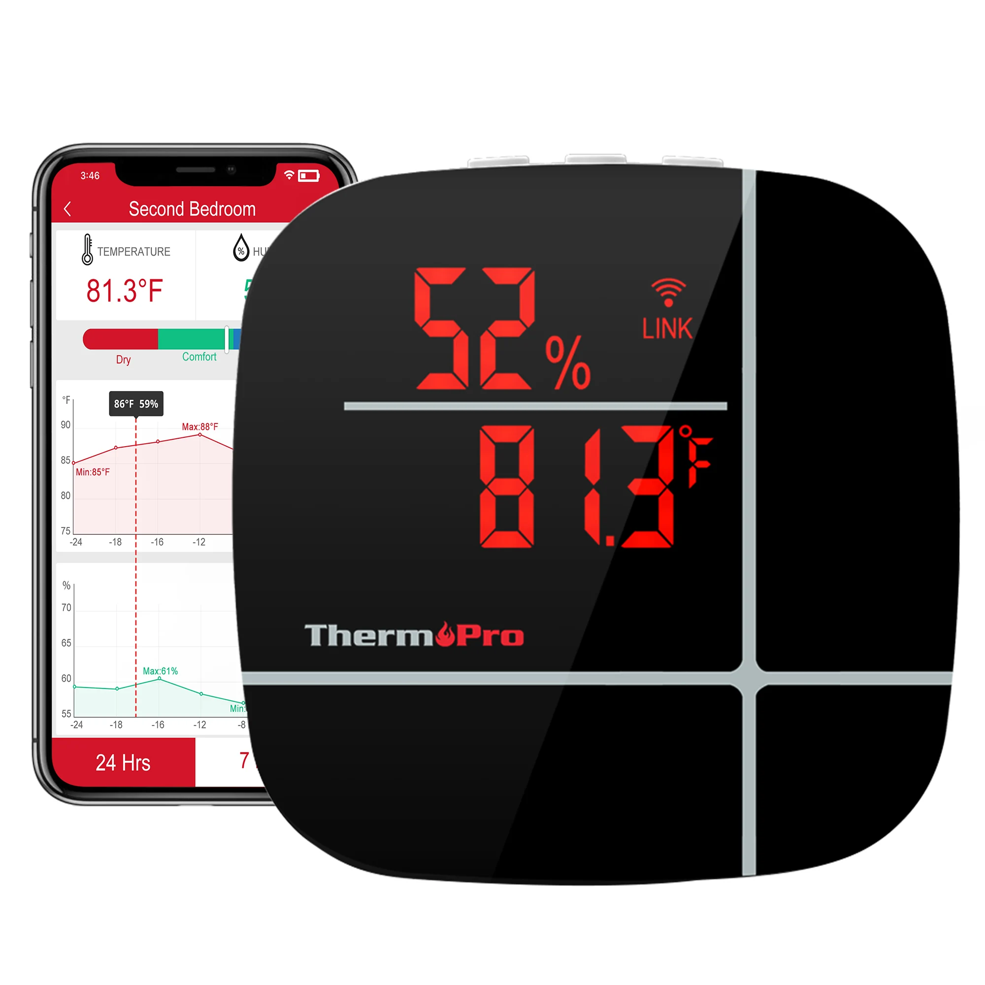 ThermoPro TP90 Smart WiFi Temperature Humidity Sensor Compatible with Alexa
