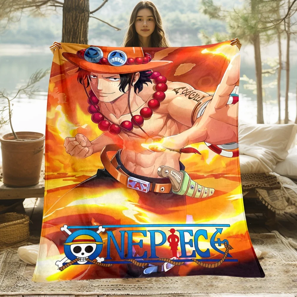 One Pieced HD Printed Blanket Lightweight Flannel Throw for Sofa Bed Travel Camping Livingroom Office Couch Chair