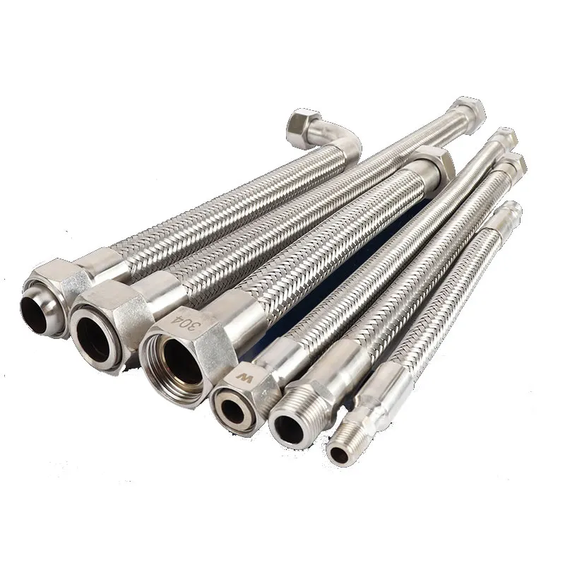 heavy wall T316 double walled stainless steel metal hose with male female flange Camlock fittings