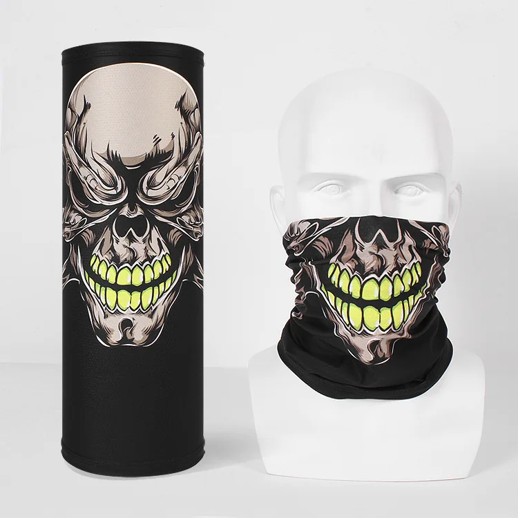skull Printing Long Bandana Women Logo sports face shield skull ski mask