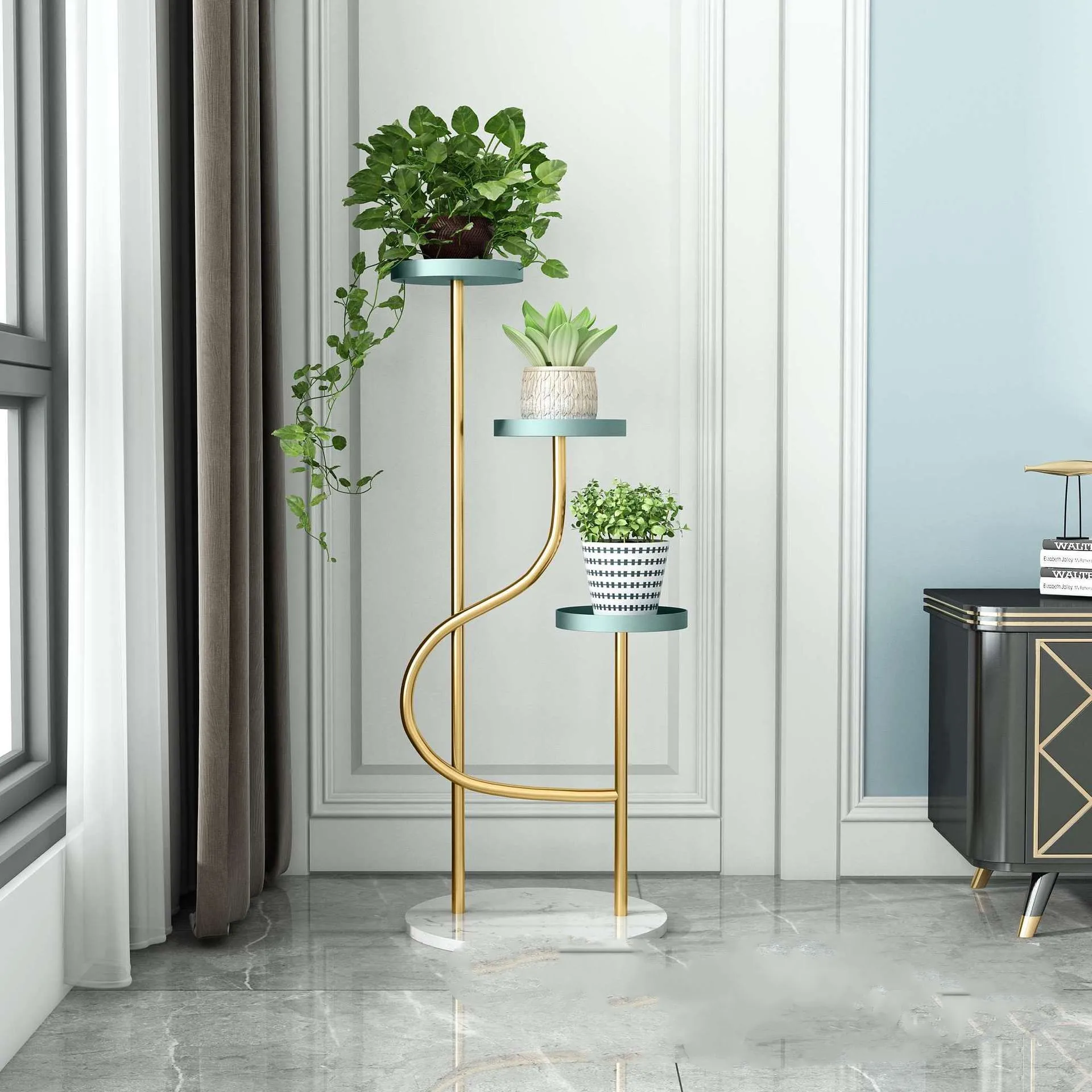 Manufacturers direct network safflower frame living room Nordic modern light luxury three-layer flower pot decoration