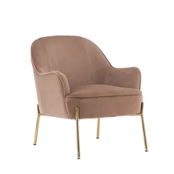 Padded Seat Curved Back And Neat Arm Velvet Upholstered Accent Chair