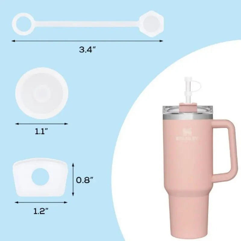 Reusable Straws Covers Silicone Drinking Straw Tips Toppers Stanlye Cup Accessories